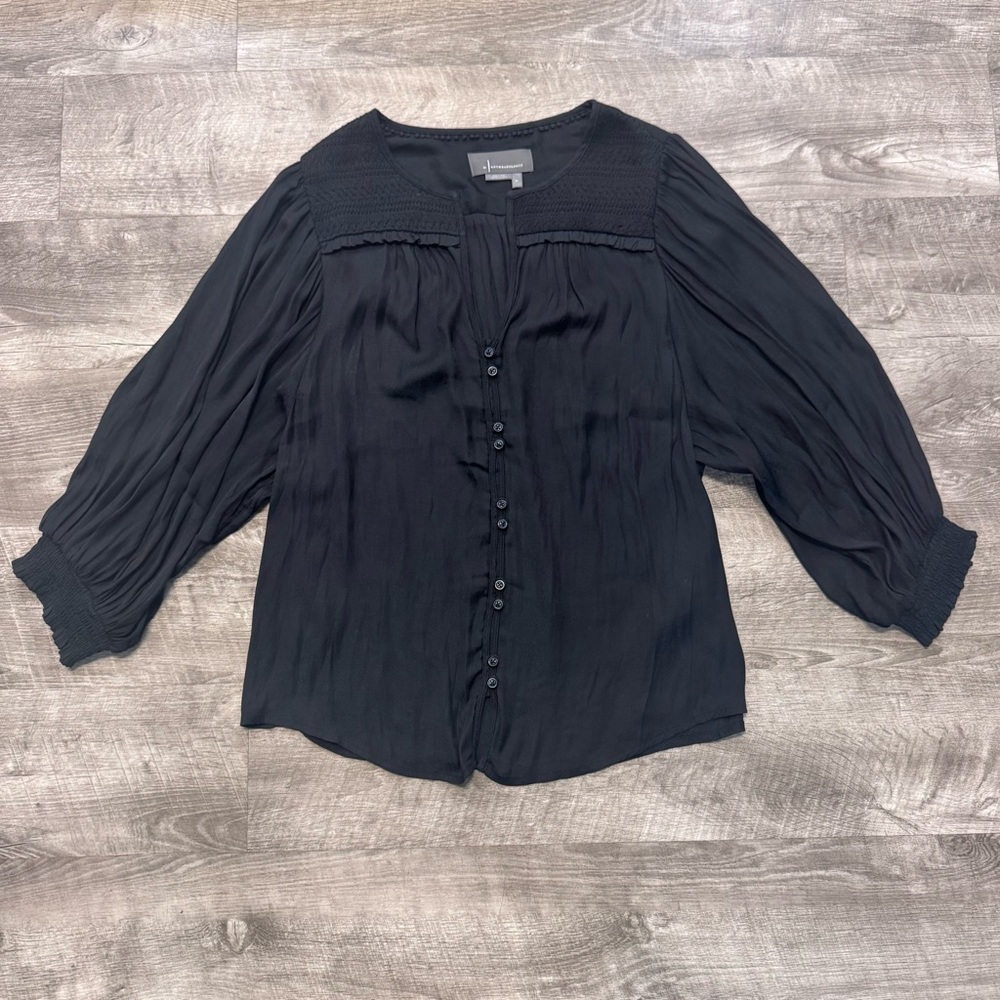 NWOT Anthropologie V Neck Long Sleeve Snake Skin Print Blouse Womens Sz. M